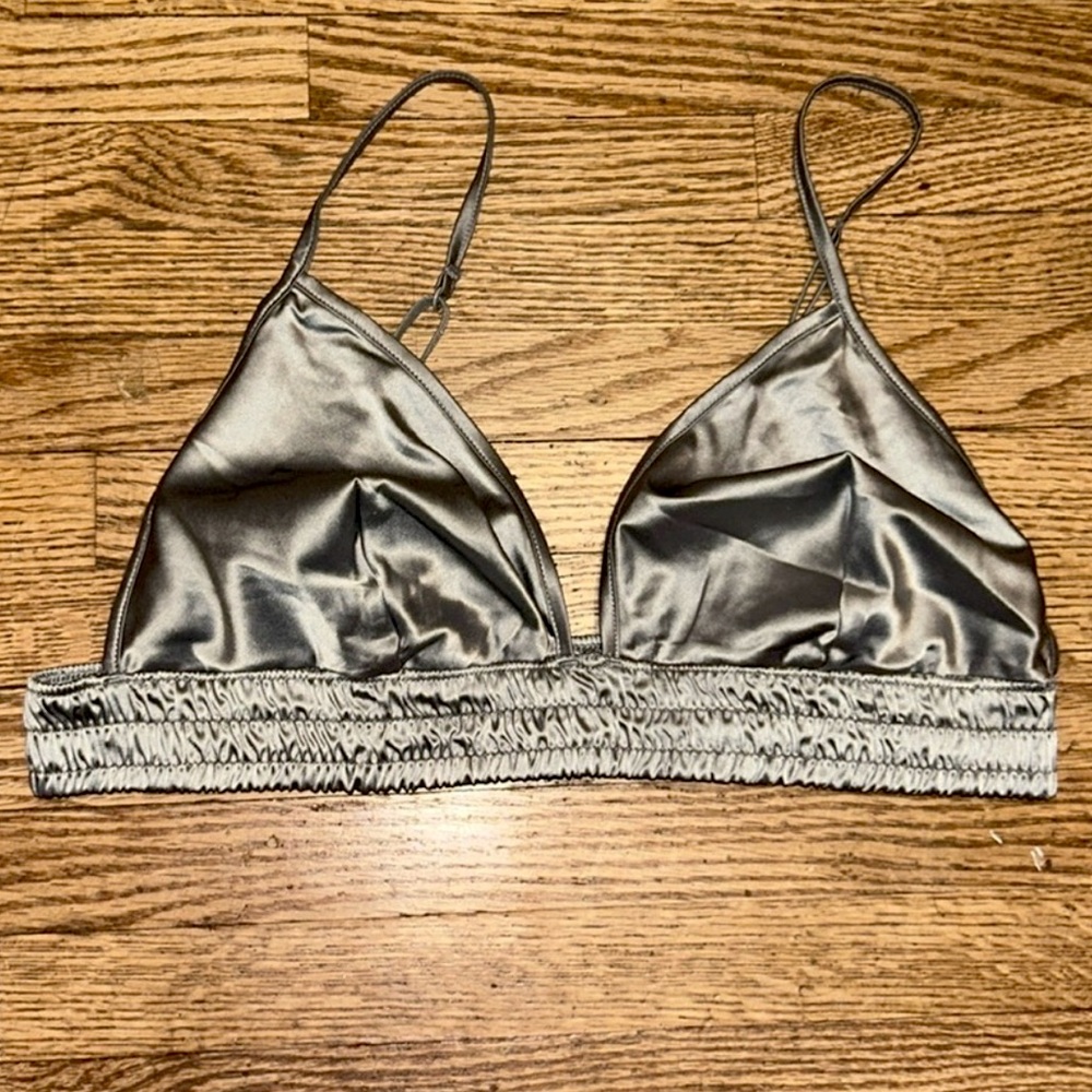 Skims Woven Shine Satin Triangle Bralette